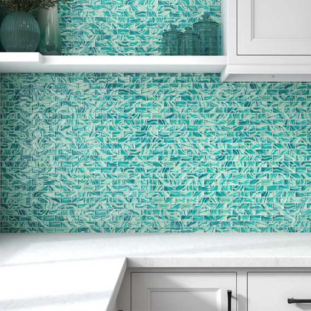 High Tide Turquoise, 1" x 2" - Glass Tile