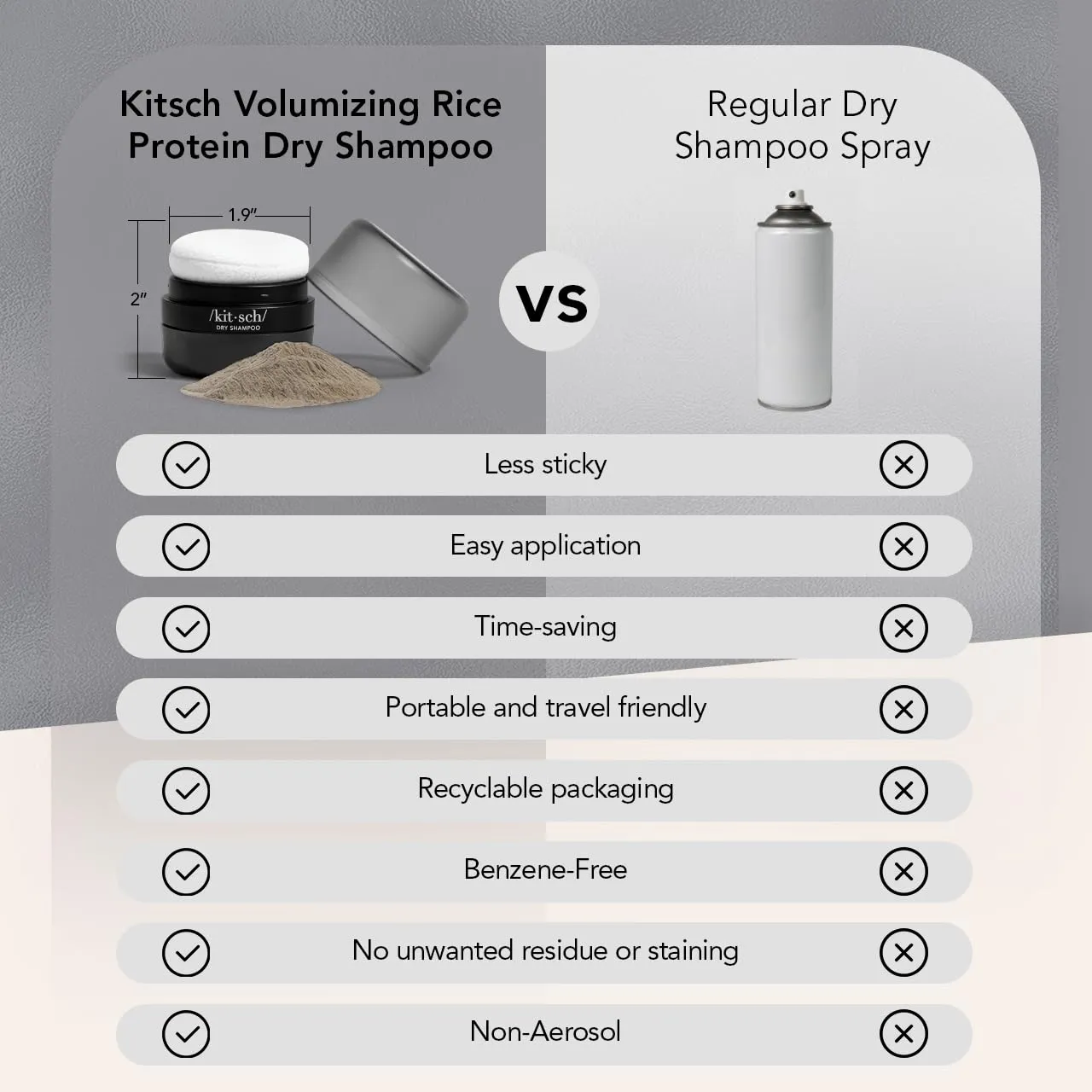 kitsch Volumizing Rice Protein Dry Shampoo - For Dark Hair