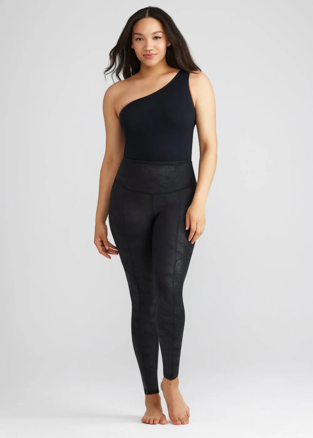 Stretch and Shine Faux Leather Shaping Legging