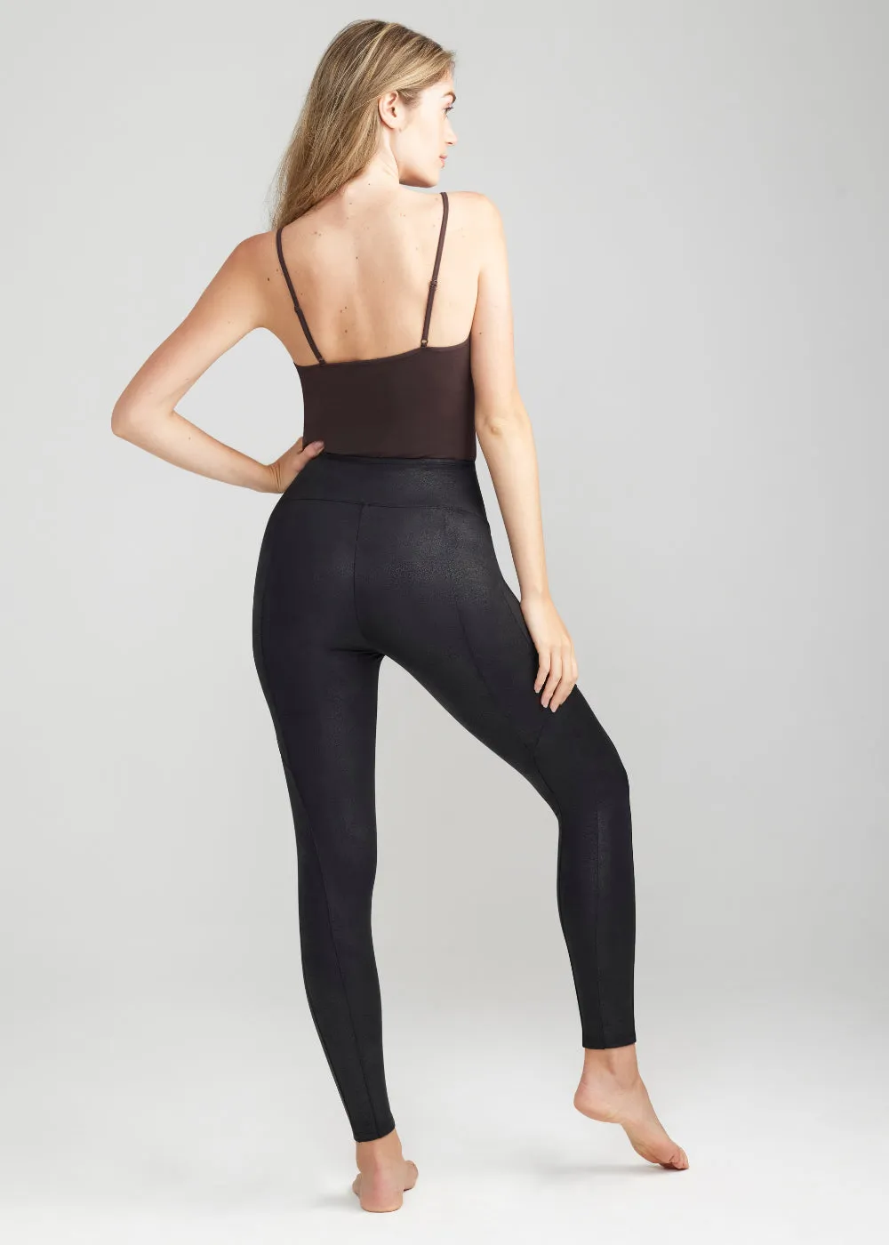 Stretch and Shine Faux Leather Shaping Legging