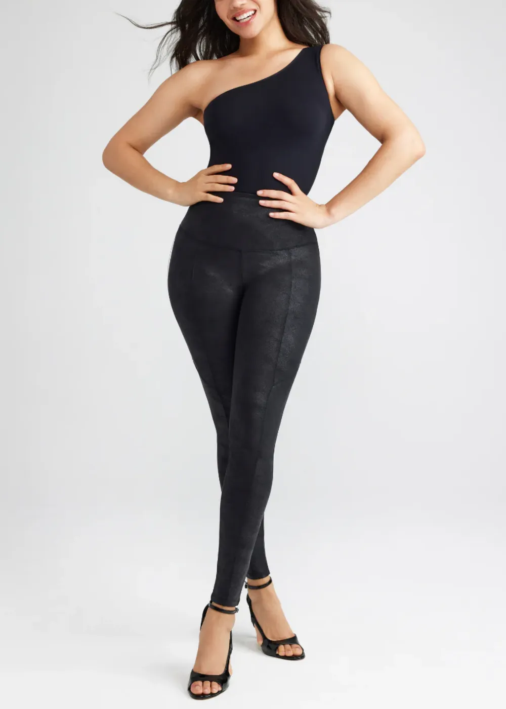 Stretch and Shine Faux Leather Shaping Legging